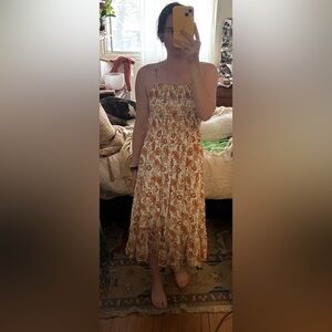 Arnhem Clothing Orange and Cream Floral Midi Dress